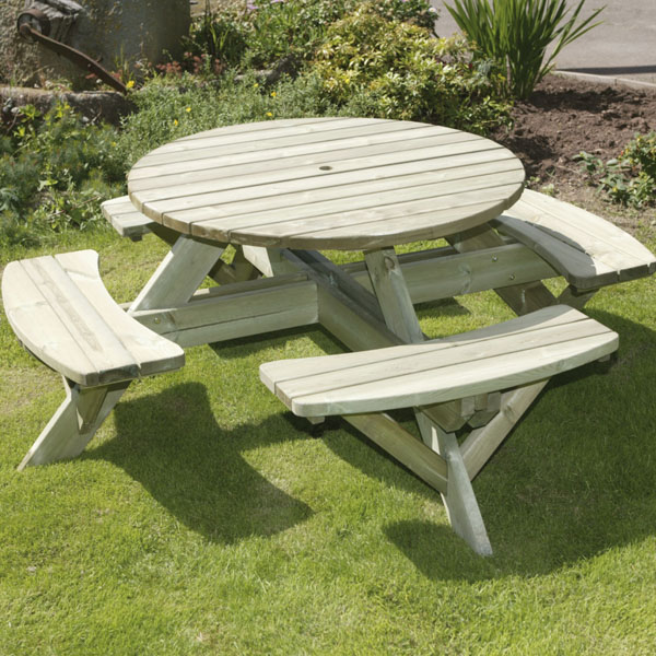 Supported Round Picnic Table The, Round Wooden Picnic Tables Uk