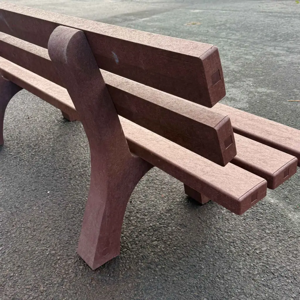 Piccadilly park bench from behind