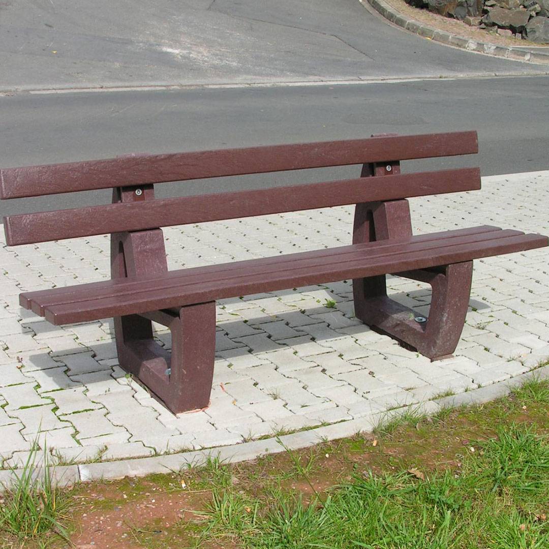Sutton-200-brown Sutton Recycled Plastic Park Bench 200cm - Image 1