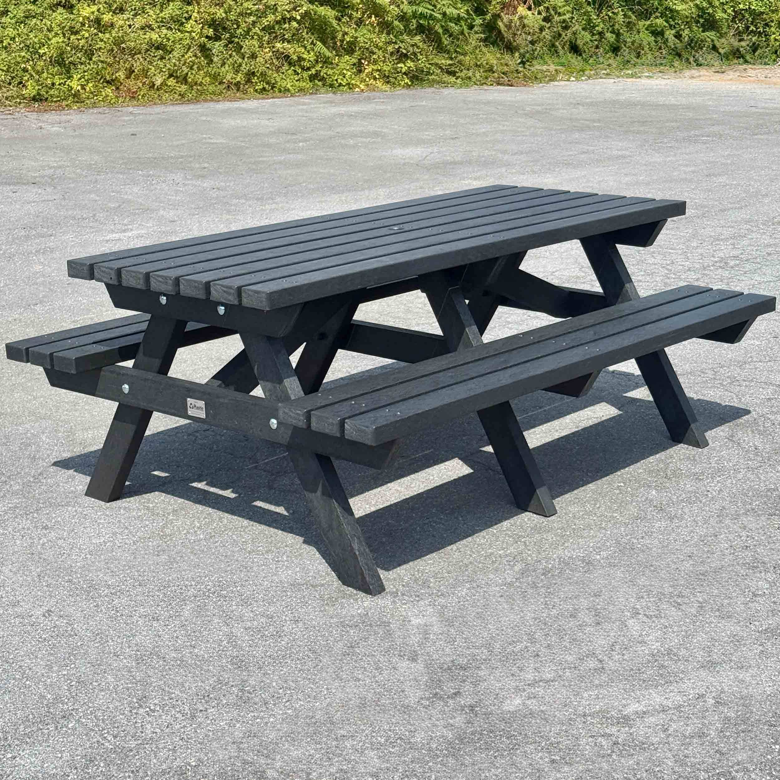 recycled-plastic-picnic-table-black-salcombe-200-4 Salcombe Recycled Plastic Picnic Table 200cm in Black