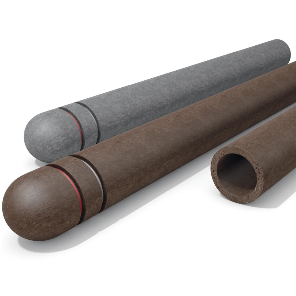 Recycled Plastic Dome Head Street Bollards lying down on a white background