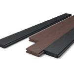 Tongue & groove recycled plastic boards in brown and black