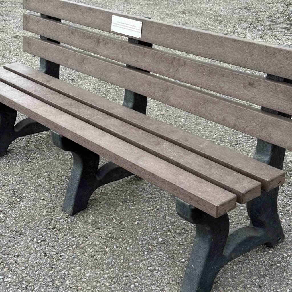 Eclipse memorial park bench with stainless steel plaque 2m