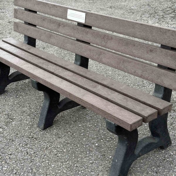 Eclipse memorial park bench with stainless steel plaque 2m