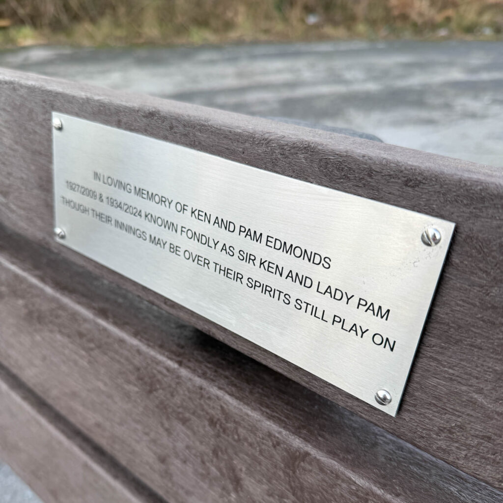 Eclipse memorial park bench with stainless steel plaque 2m